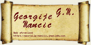 Georgije Mančić vizit kartica